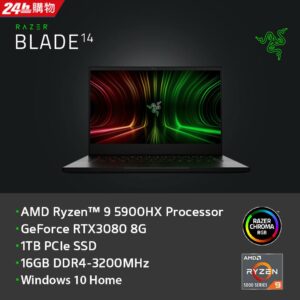 Razer Blade 14 黑(R9-5900HX/16G/RTX3080-8G/1TB SSD/165Hz/W10/QHD/14)razer筆電收購